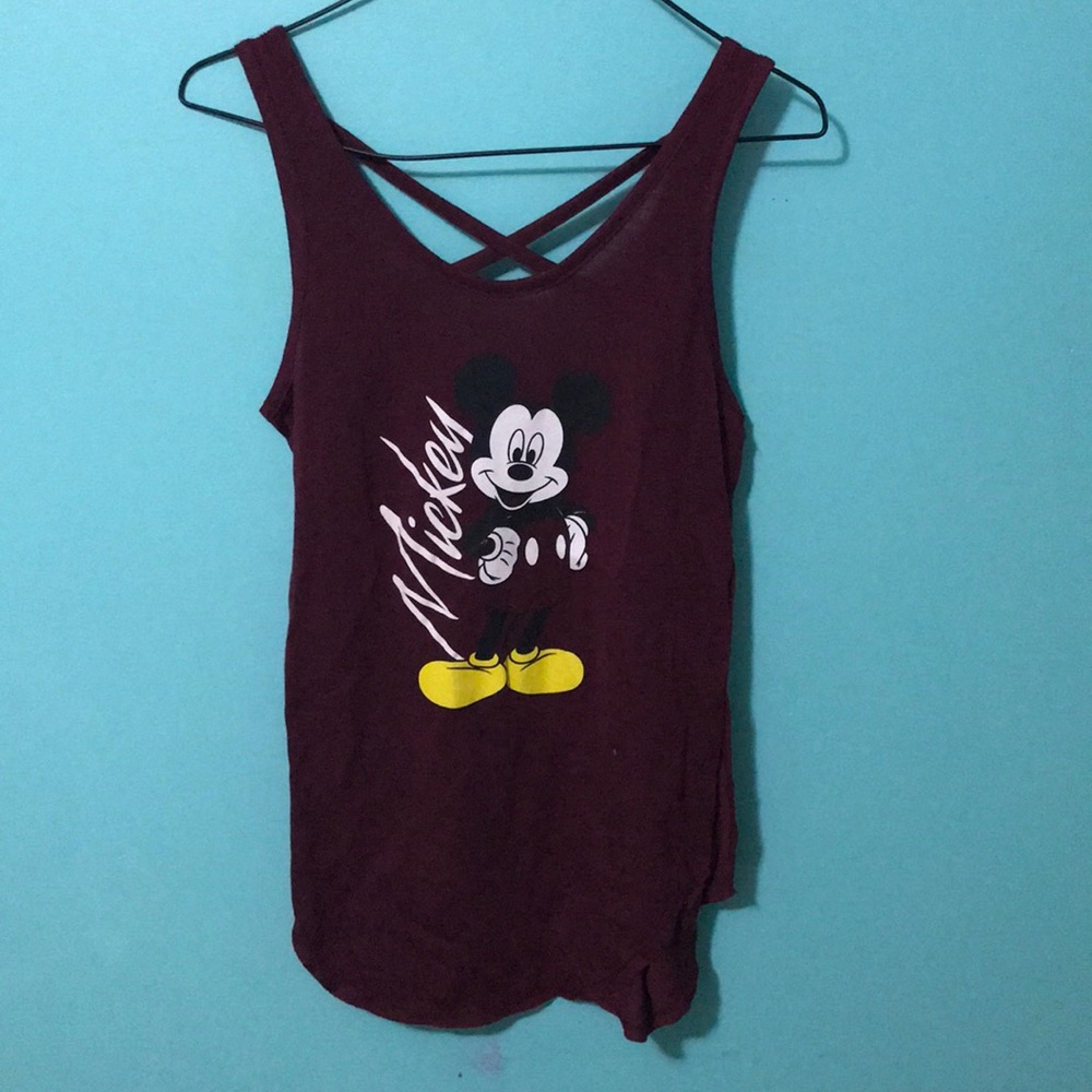 Burgundy graphic Mickey Mouse tank top